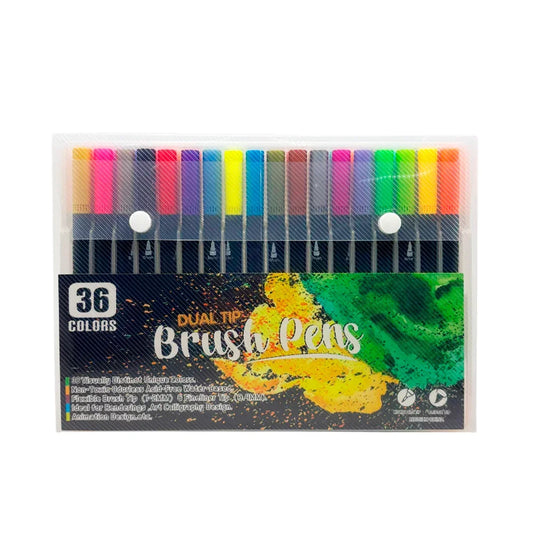 [GD] Medium case with 36 brush-style markers, assorted colors / brush pens