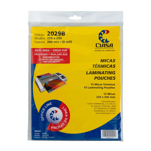[GD] Pack of 15 ciasa thermal pouches 229x292 letter size / 2029b / 506113 / laminating pouches