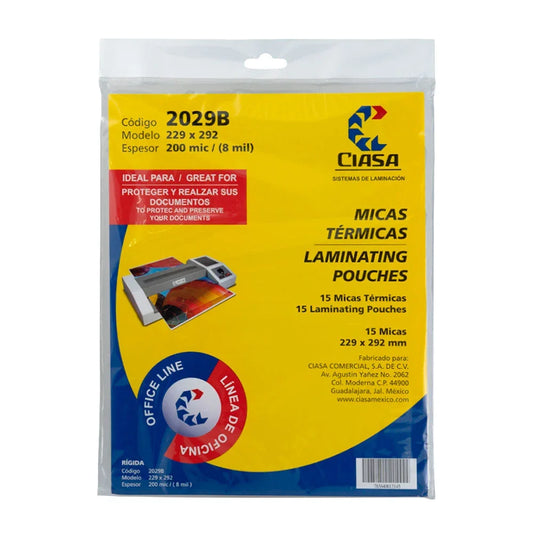 [GD] Pack of 15 ciasa thermal pouches 229x292 letter size / 2029b / 506113 / laminating pouches