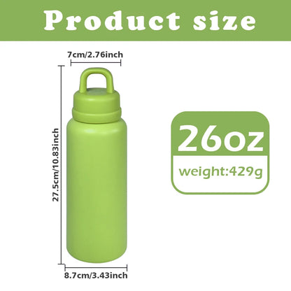US RTS 26oz Stainless Steel Water Bottle Powder Coating Double Walled Tumbler Press Open Lid Vacuum Flask for Laser Green