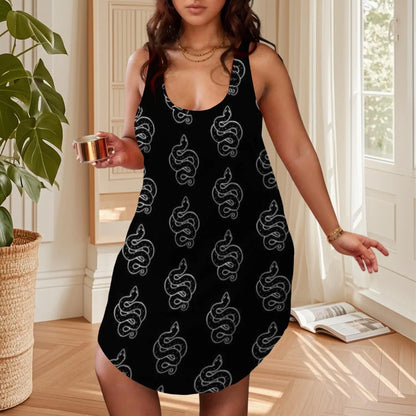Women's Snake Print women's dress fashion Serpent Design Gothic Style Casual Summer Top