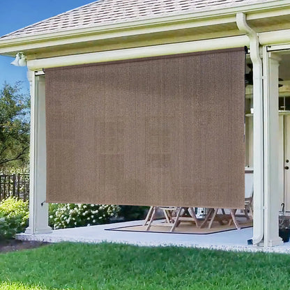 Outdoor Premium Roller Shade Privacy Screen for Porch Gazebo, Patio Cordless Blinds with Aluminum Valance (6' W X 8' L), Mocha