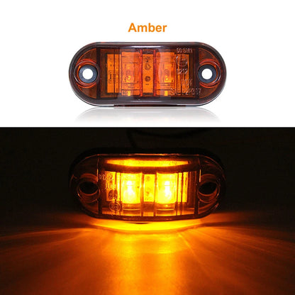 4PCS yellow LED 2.5INCH 2 Diode Light Oval Clearance Trailer Truck LED Side Marker Lamp 12V 24V Waterproof