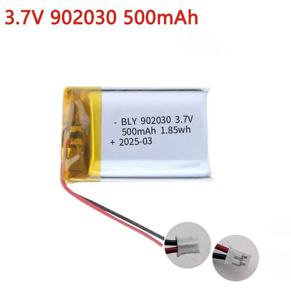 3.7V 500mAh 902030 Polymer Lithium Battery Rechargeable for Consumer electronics toys LED Lights Bluetooth Speakers ph2.0 plug