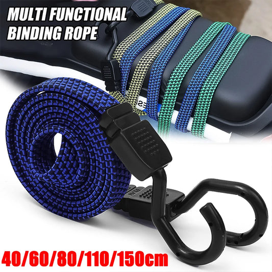 Elastic Bungees Cords with Hook Heavy Duty Luggage Bungee Strap Anti Slip Flat Elasticity Rope for Motorcycle Bicycles Movin