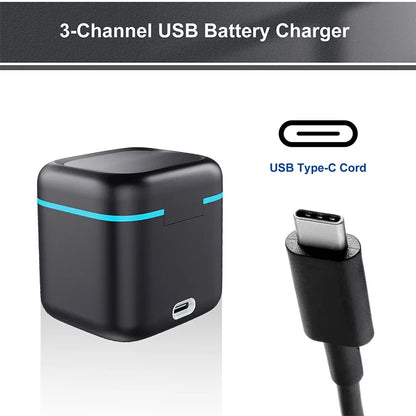 ERIKOLE for GoPro Hero 12 11 10 9 Black Battery Charger 2000mAh Battery 3 Slot Fast Charger for Go Pro Action Camera Accessories