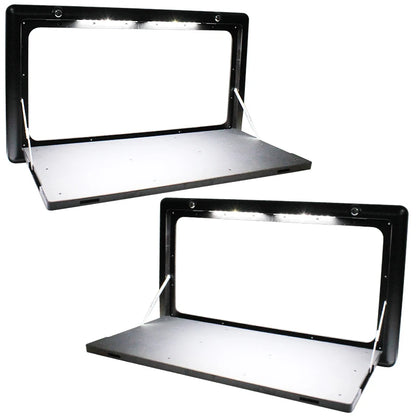 RV Out Folding Table White/Black Trailer-mounted External Dining Table Exterior Side-mounted Folding Motorhome Camping Table