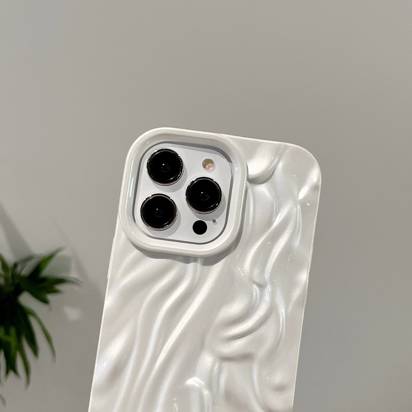 Water Ripple Pearl White Wrinkle TPU Soft Cover Case For iPhone 16 15 14 13 12 11 Pro Max Shockproof Protective Phone Case