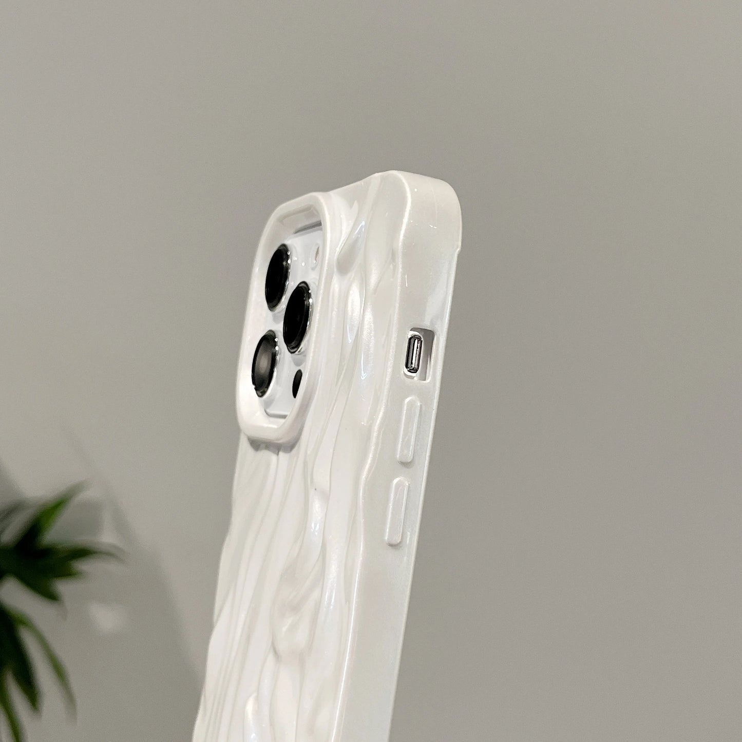 Water Ripple Pearl White Wrinkle TPU Soft Cover Case For iPhone 16 15 14 13 12 11 Pro Max Shockproof Protective Phone Case