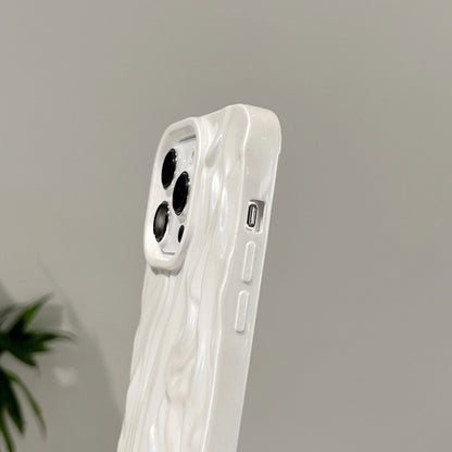 Water Ripple Pearl White Wrinkle TPU Soft Cover Case For iPhone 16 15 14 13 12 11 Pro Max Shockproof Protective Phone Case