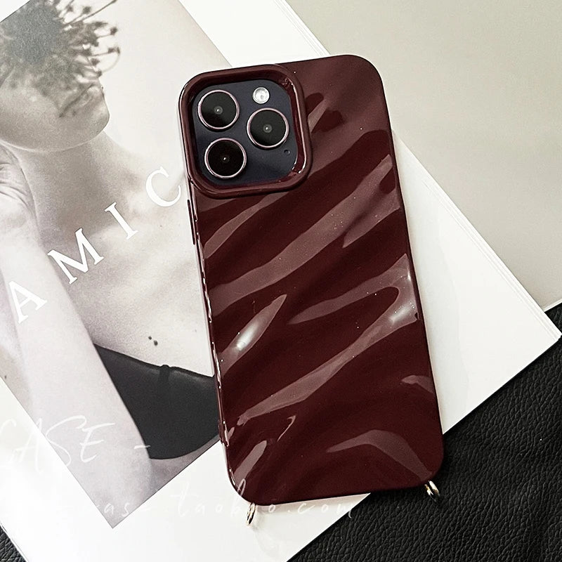 Stylish Wavy Silk Pattern Phone Case For iPhone 16 15 13 14 12 11 Pro Max 17 Air Soft Silicone Shockproof Protective Back Cover
