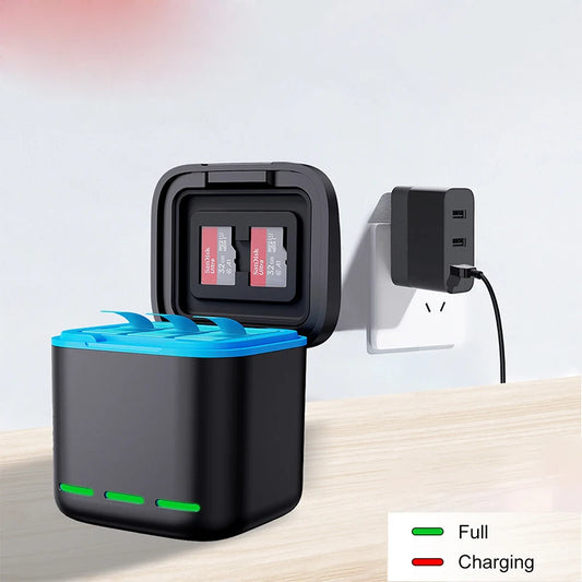 ERIKOLE for GoPro Hero 12 11 10 9 Black Battery Charger 2000mAh Battery 3 Slot Fast Charger for Go Pro Action Camera Accessories