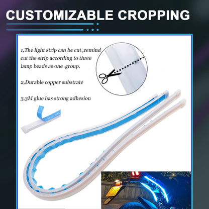2Pcs Motorcycle Turn Signal Lamp LED Daytime Running Lights Tail Light DRL Waterproof Decoration Strip Motor Brake Flowing Light