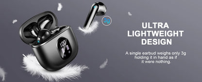 Wireless Earbuds, Bluetooth 5.3 Headphones in Ear with ENC Mic, 50H Playtime LED Display Wireless Earphones.