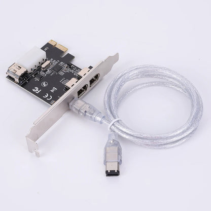 PCI-E 1X to 16X 1394 DV Video Capture Card with 6 Pin to 4 Pin Firewire Adapter 3 Ports Free Driver Desktop Computer Accessory