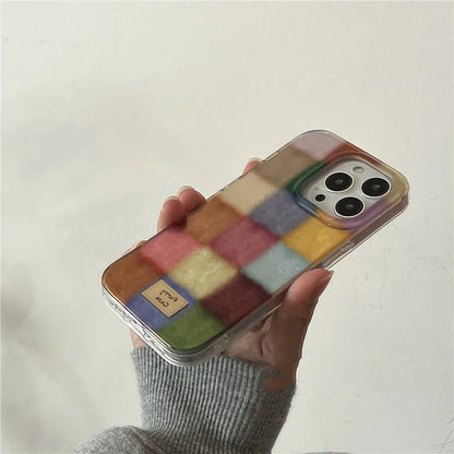 Ins Cute Dopamine Color Block Match Plaid Phone Case for Xiaomi Redmi Note 13 12 12s 11 10 9 9s 8 7 Pro Plus 4G 5G Feather Cover