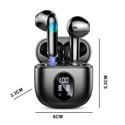 Wireless Earbuds, Bluetooth 5.3 Headphones in Ear with ENC Mic, 50H Playtime LED Display Wireless Earphones.