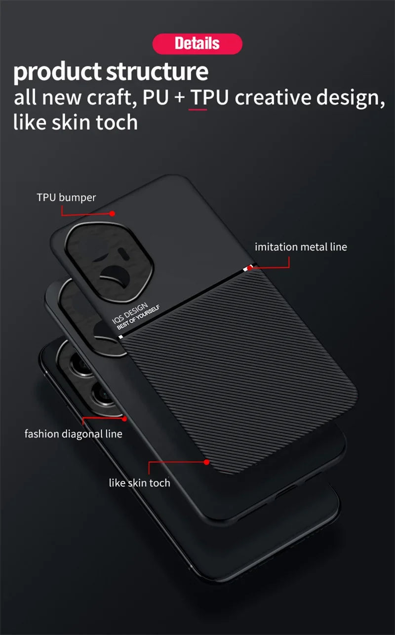 Car Magnetic Texture Phone Case For Honor 400 Pro Soft Silicone Shockproof Protective Back Cover For Huawei Honor 400 Lite