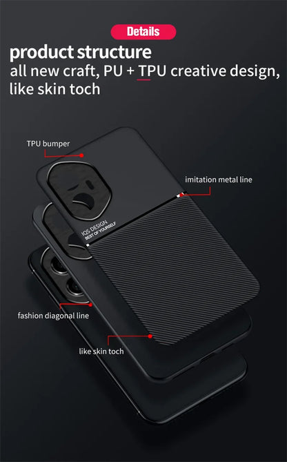 Car Magnetic Texture Phone Case For Honor 400 Pro Soft Silicone Shockproof Protective Back Cover For Huawei Honor 400 Lite
