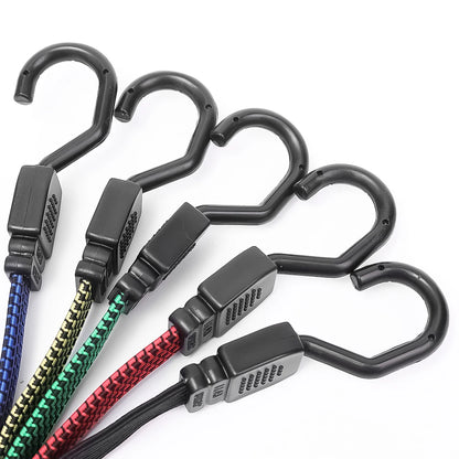 Elastic Bungees Cords with Hook Heavy Duty Luggage Bungee Strap Anti Slip Flat Elasticity Rope for Motorcycle Bicycles Movin