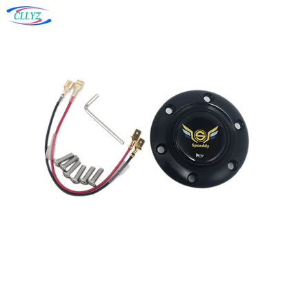 CLLYZ Sports Steering Wheel Horn Button Universal Aluminum Alloy + ABS Racing Style Hornbutton Cover Multi-Style JDW