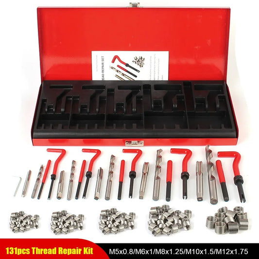 88/131pcs Car Repair Tools Screwdriver Screw Bolt Driver Engine Block Restoring M5 M6 M8 M10 M12 Thread Set Vehicles Accessories