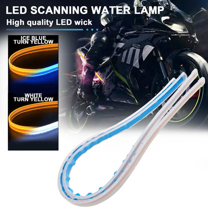 2Pcs Motorcycle Turn Signal Lamp LED Daytime Running Lights Tail Light DRL Waterproof Decoration Strip Motor Brake Flowing Light
