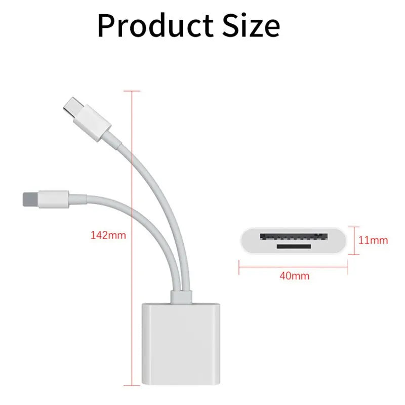 2 In 1 OTG Card Reader Type C Lightning to SD TF Memory Card Adapter For PC Laptop iPhone Multi Smart Cardreader No APP Requires