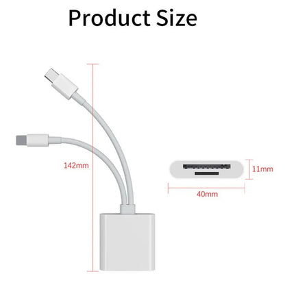 2 In 1 OTG Card Reader Type C Lightning to SD TF Memory Card Adapter For PC Laptop iPhone Multi Smart Cardreader No APP Requires