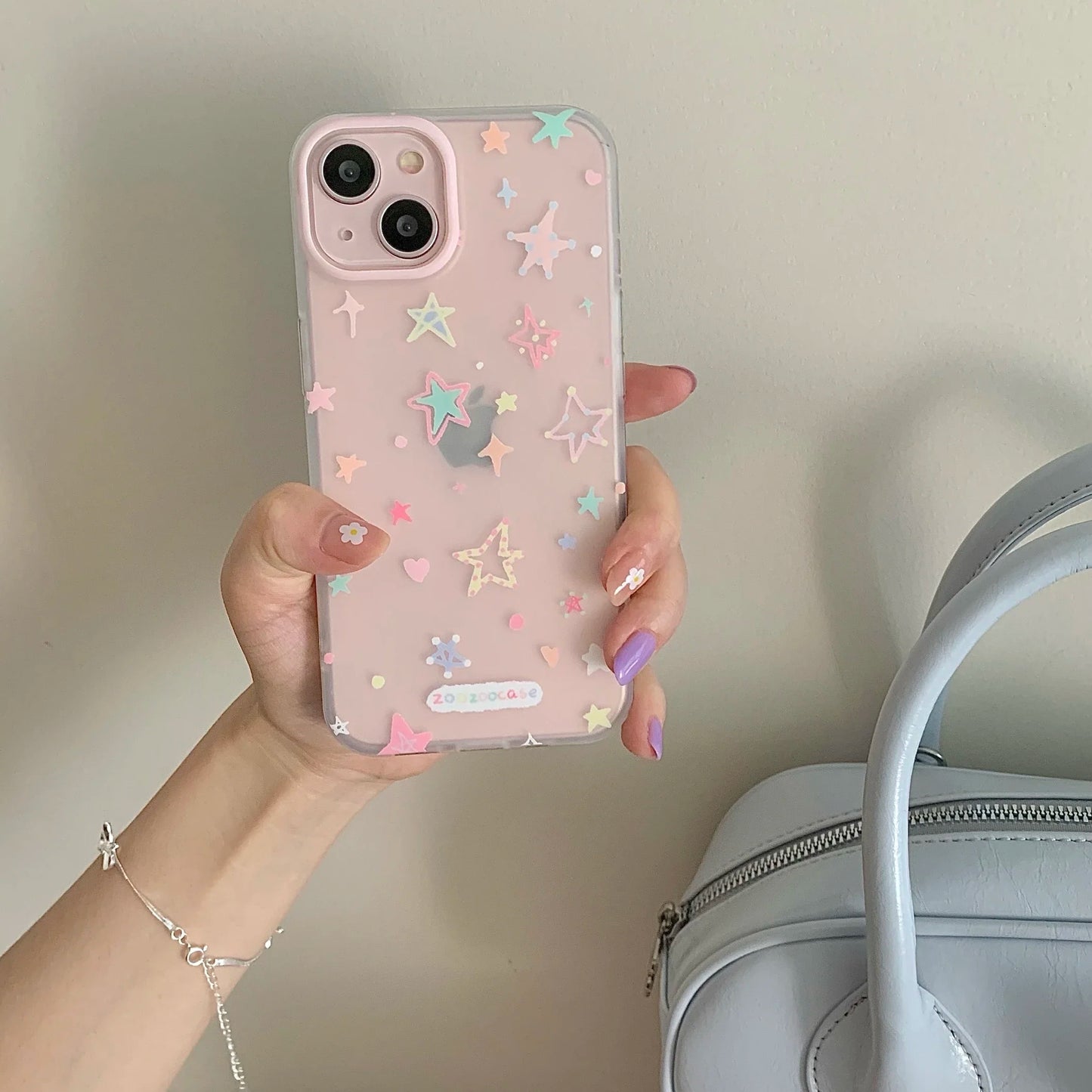 Gradient Bling Glitter star Pattern Laser Clear Phone Case For iPhone 15 14 13 12 Pro Max Silicone Shockproof soft  Back Cover
