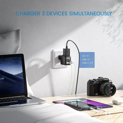 LENCENT Universal Travel Adapter with 1 AC Outlet 1 USB QC 3.0 Port and 1 PD 20W Fast Charger Power Adapter for US EU UK AUS