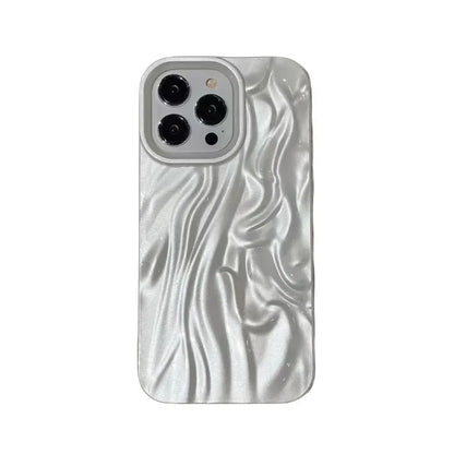 Water Ripple Pearl White Wrinkle TPU Soft Cover Case For iPhone 16 15 14 13 12 11 Pro Max Shockproof Protective Phone Case