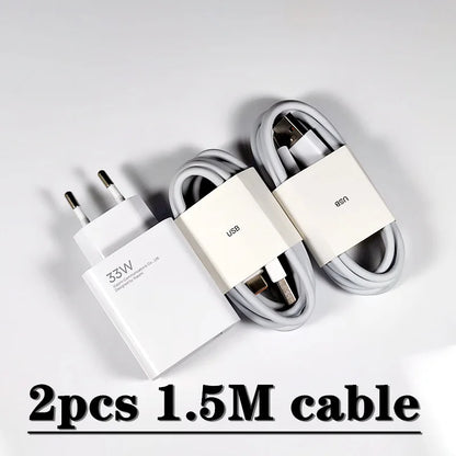 Original Xiaomi 33W Fast Charger EU Turbo Charge 2M 1.5M Type C Cable For Mi 10 9 10T Lite POCO X3 NFC Redmi K40 Note 9 10 Pro