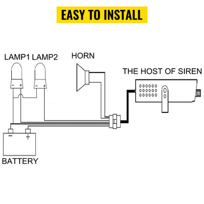 SucceBuy 100/ 200W 12V DC Car Alarm Professional PA System 8 Kinds of Warning Sounds with Handheld Mic for All Specific Vehicles